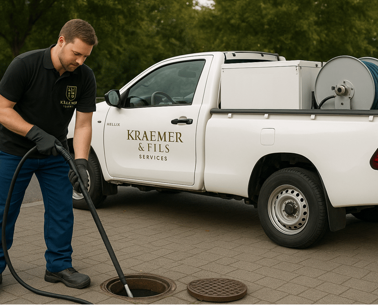 a man in a black shirt is cleaning a truck