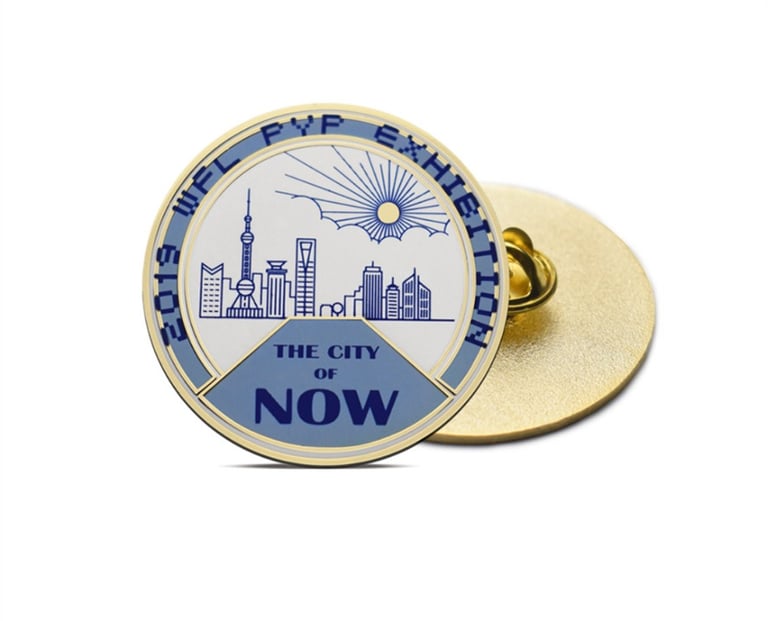 Printed enamel pin with full-color artwork