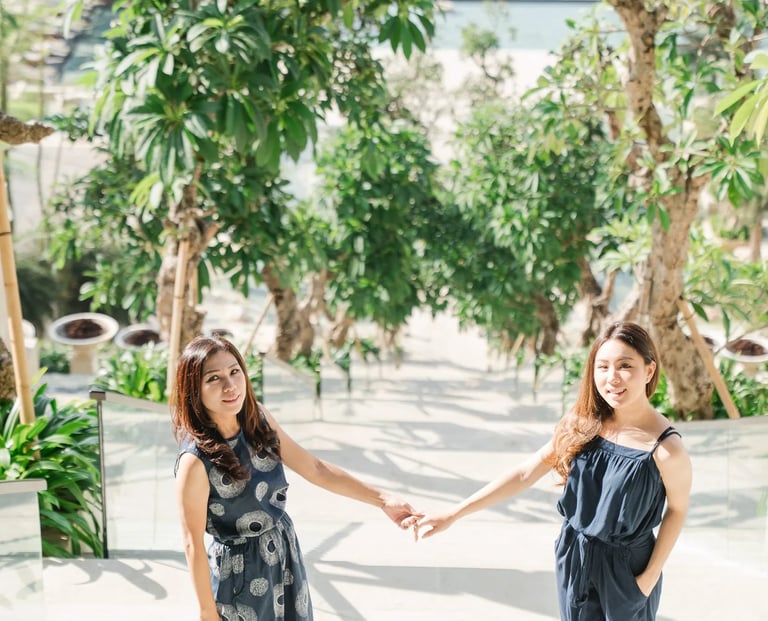 mother and daughter walking at kempinski bali nusa dua