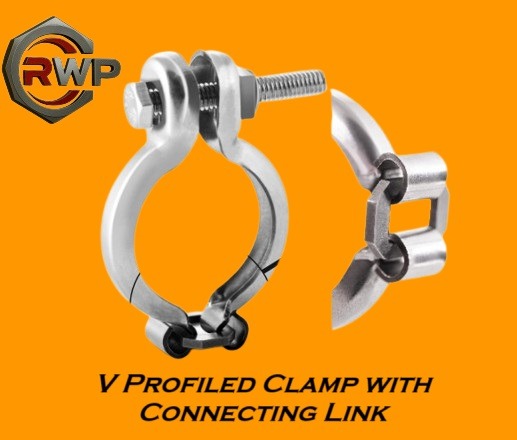  V-Profiled Clamp with Connecting Link – Secure Hose Clamp Featuring V-Shaped Band and Linking Mechanism for Enhanced