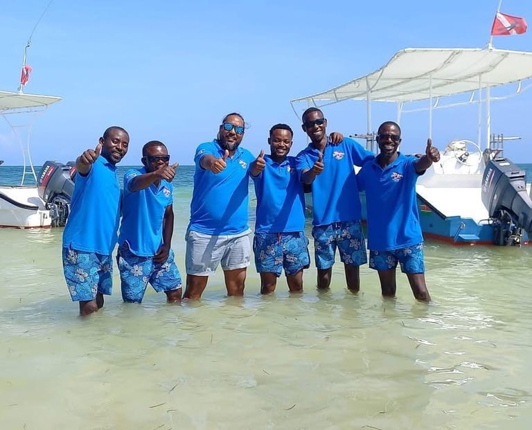 A group of Scuba Instructors from The Scuba Duka Diving Centre in Diani Beach