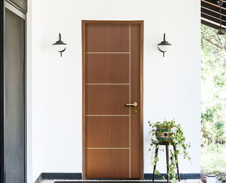Pintu Solid Wood Panel lapisan HPL (high pressure laminates)