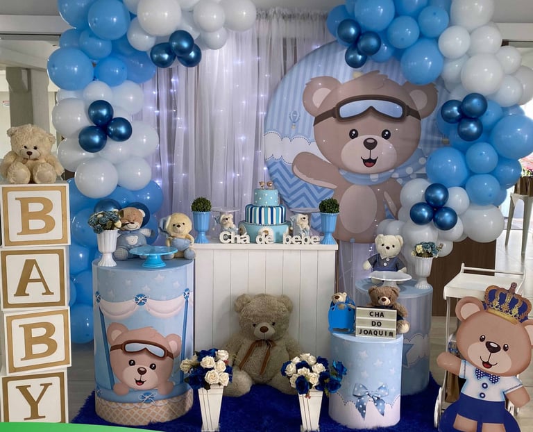 Decoração infantil para chá de bebê com detalhes delicados