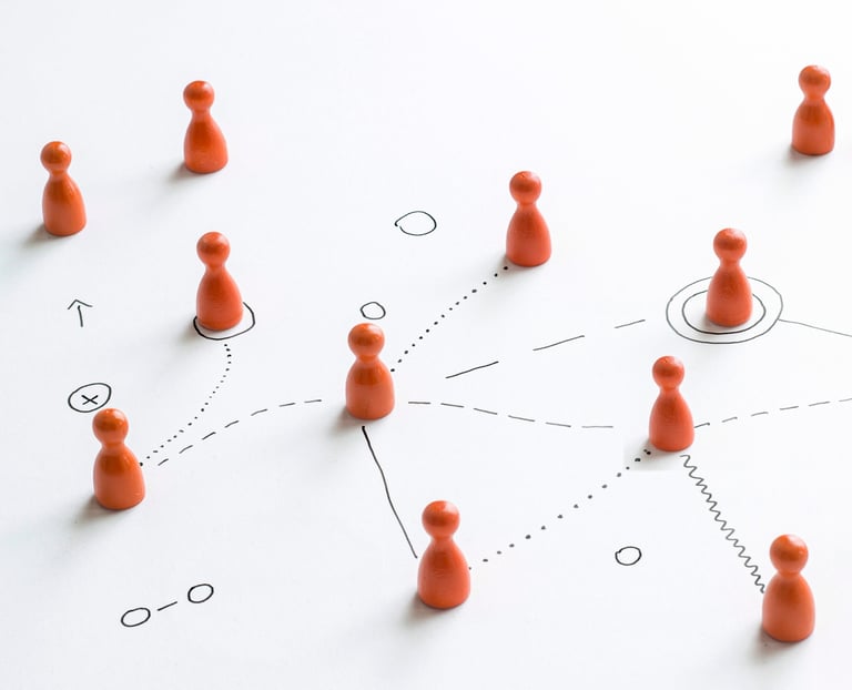 Un exemple de carte systémique réalisée avec des pions