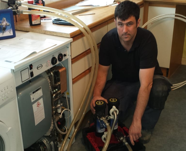 Powerflushing oil boiler in Torrington