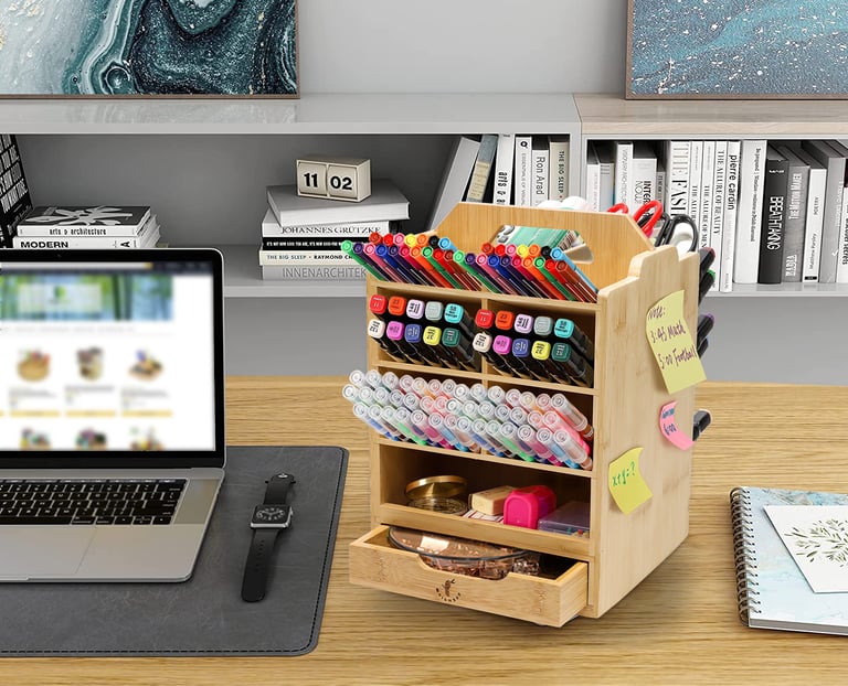 Best Desk Organizer for Office Supplies (2026) | Bamboo Rotating Pen Holder