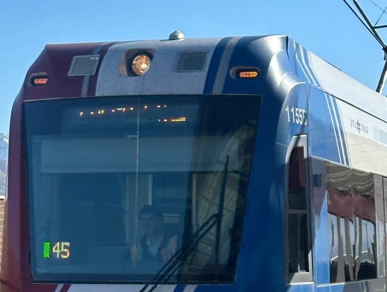 A UTA Trax Siemens S70 Tram