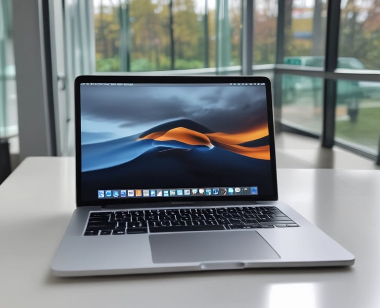silver macbook pro laptop sitting on table