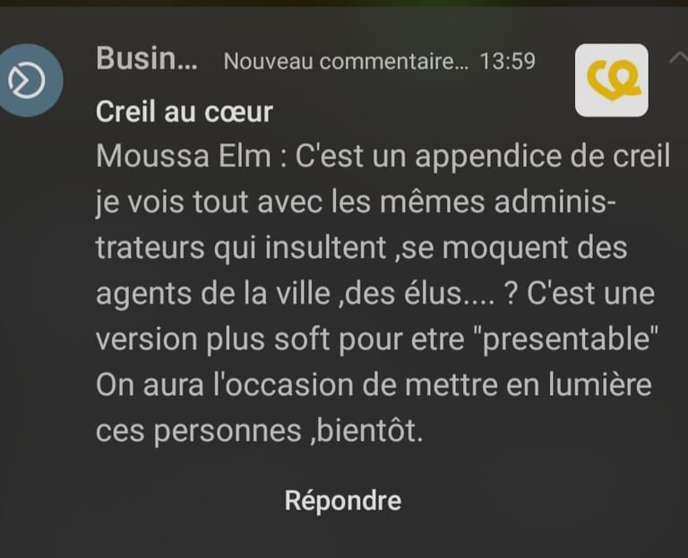 Moussa El Moussaoui : tentative d'intimidation vis à vis de Creil au coeur ?