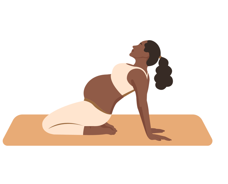a pregnant woman doing yoga exercises on a mat mat