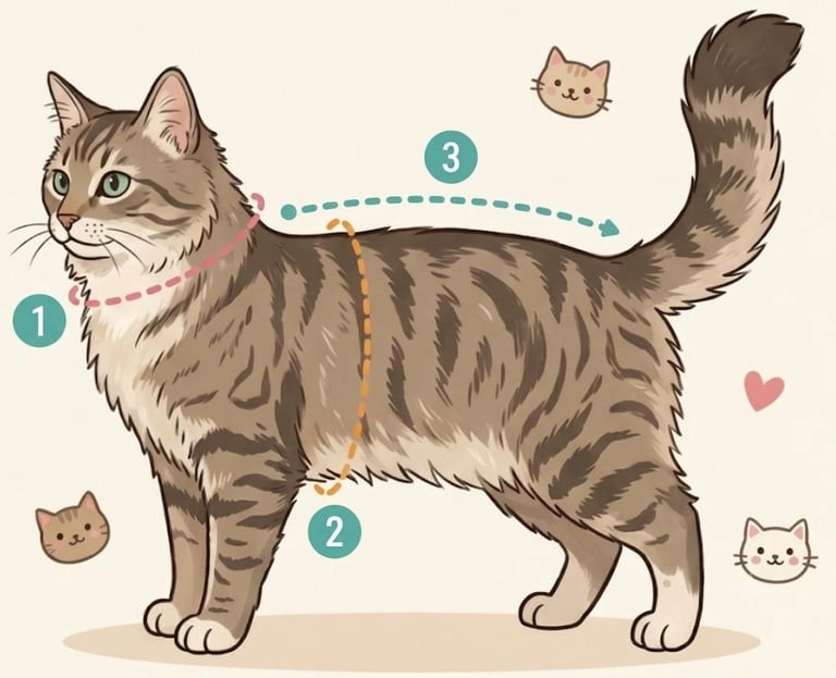 imagen mostrando cómo medir a un gato para una prenda