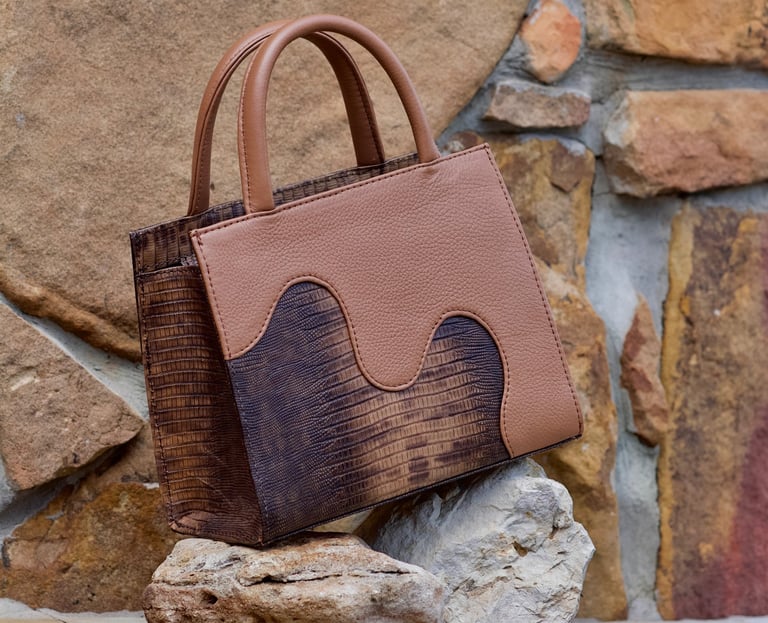 brown lizard skin handbag