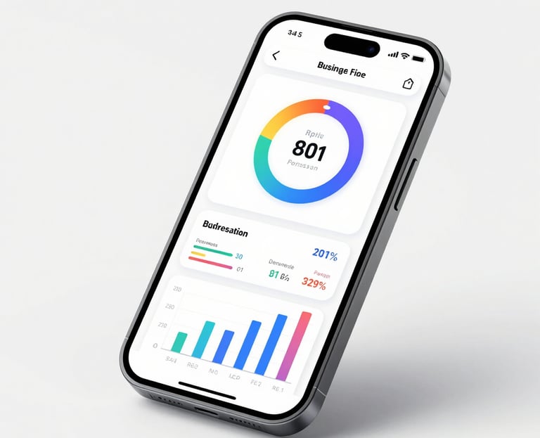 Automated mobile Power BI business sales dashboard layout mockup