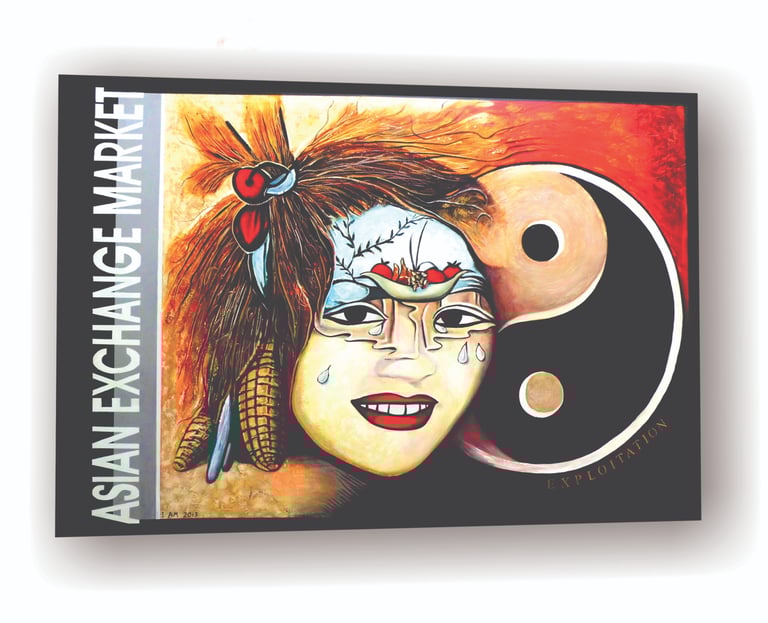 Asian Exchange Market Yin Yan Symbol Art Women Portrait