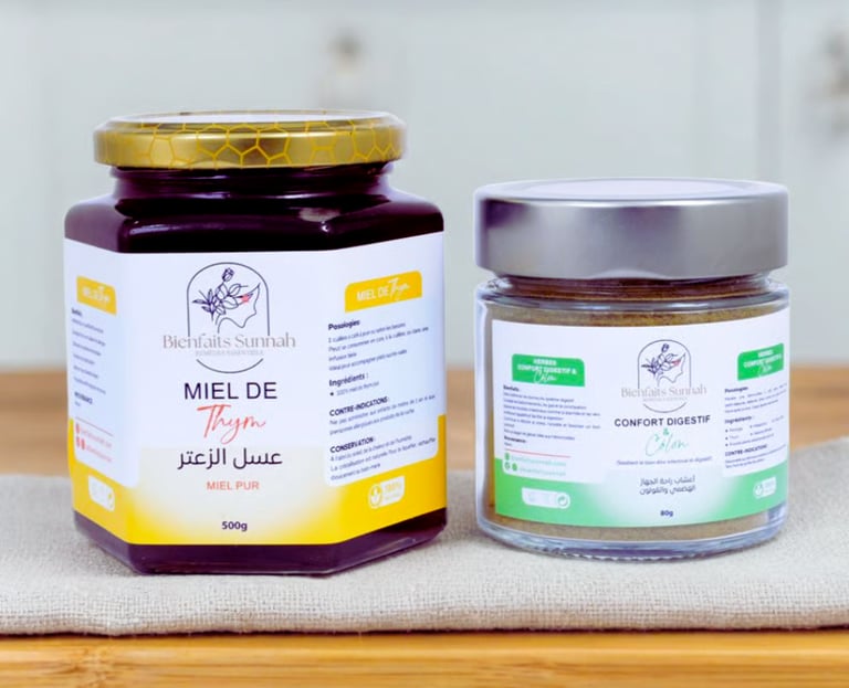 Pack Digestion Bienfaits Sunnah miel de thym et plantes digestives
