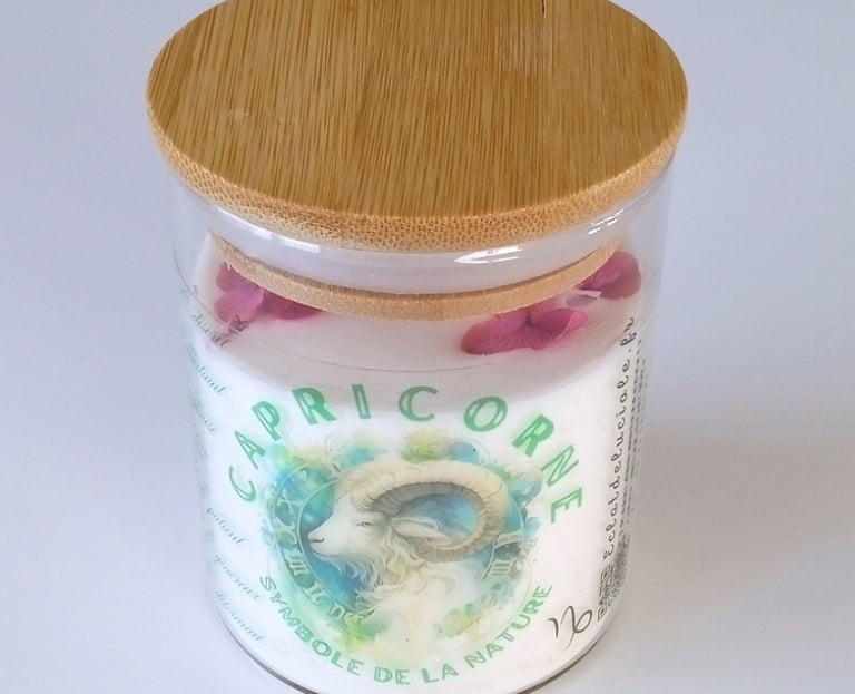 Capricorn zodiac sign candle with decan stone