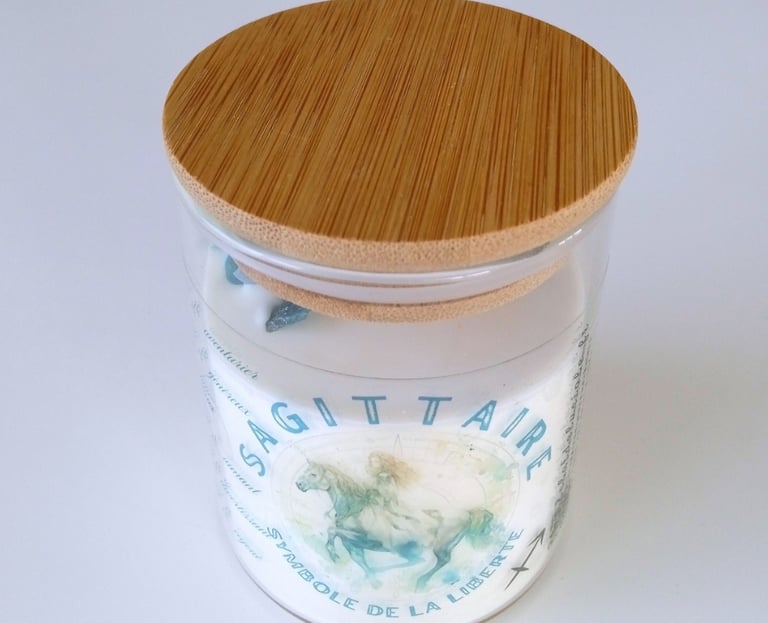 Sagittarius zodiac sign candle with decan stone