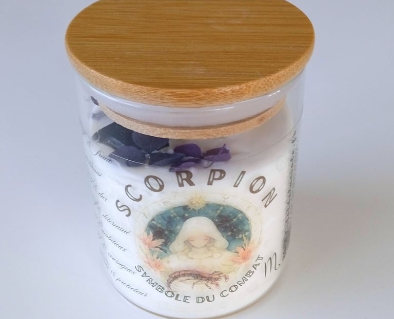 scorpio zodiac sign candle with decan stone