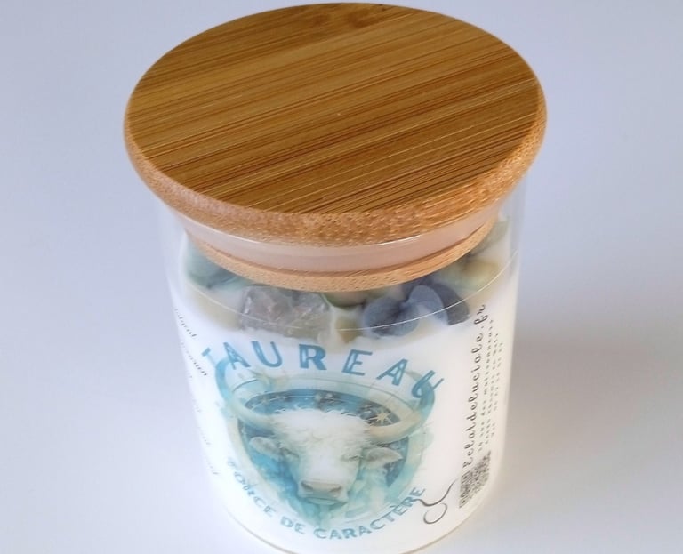 Taurus zodiac sign candle with decan stone