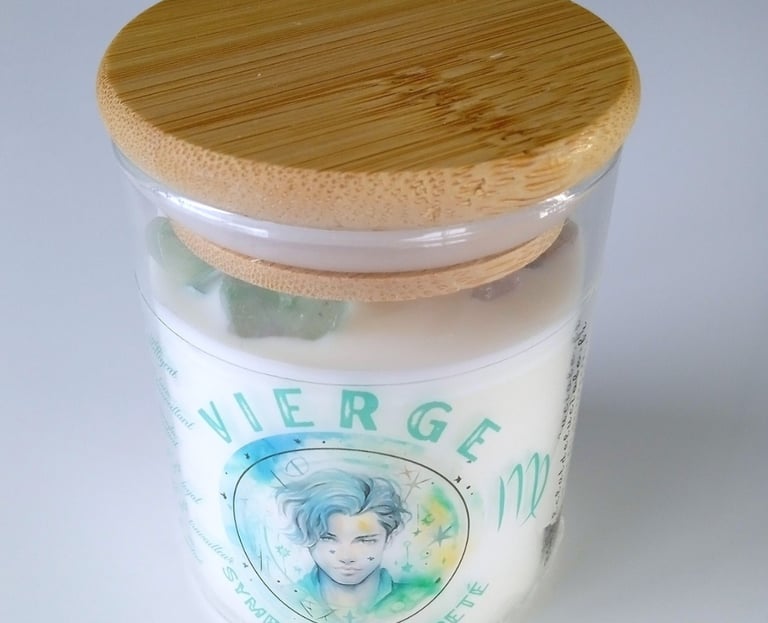 Virgo zodiac sign candle with decan stone