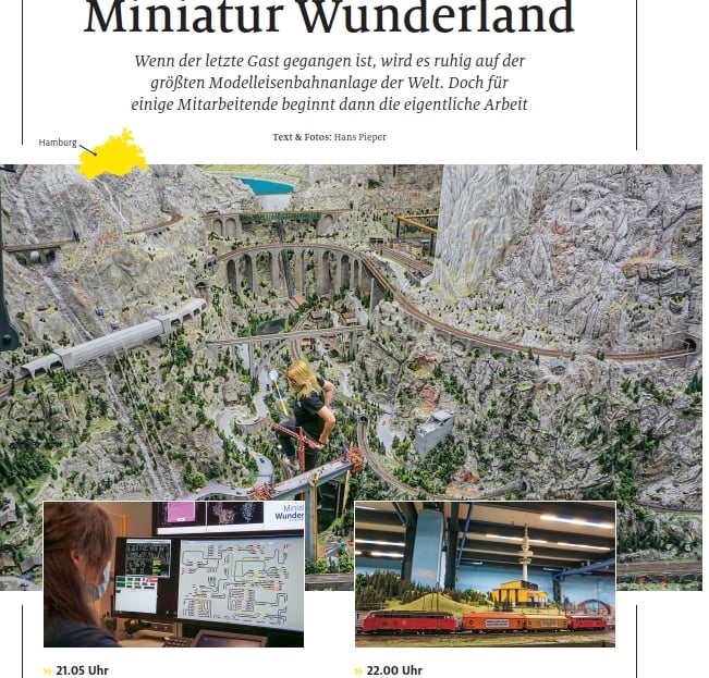 Ein Bild vom Titelbild des ADAC Motorwelt-Artikels "Nachts im Miniaturwunderland"