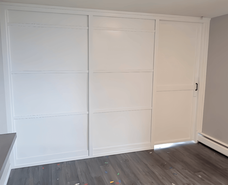 room dividers and sliding door a room with a white closet and a white closet