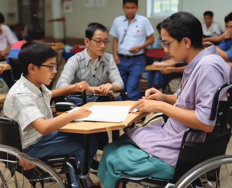A group of people wearing black graduation caps and gowns sit outdoors, attending a graduation ceremony. The focus is on a cap with the phrase 'I'm a Social Worker! What's your superpower?' written on it. Sunlight casts a warm glow over the scene, highlighting the joyous atmosphere.