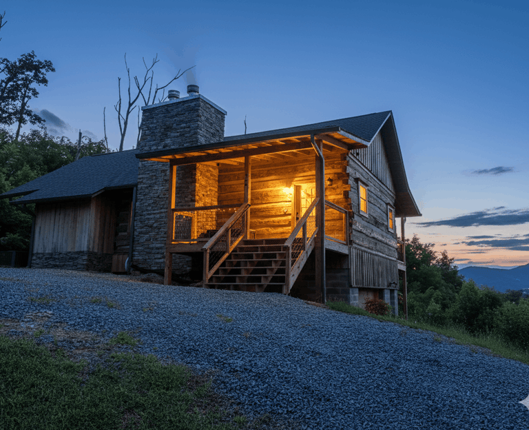 Secluded Gatlinburg cabin with a private outdoor hot tub and mountain views, ideal for romantic getaways