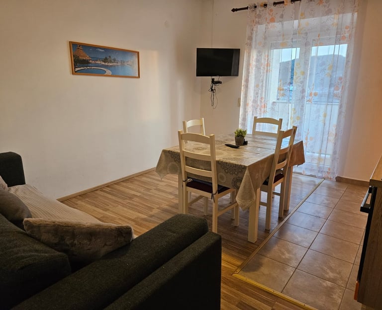 living room and dining area