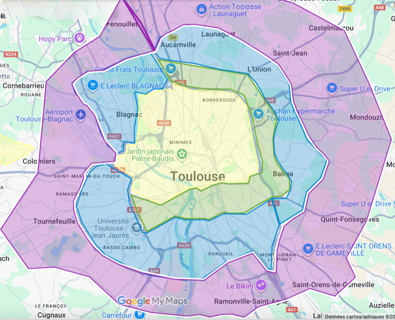 carte secteur tarif clientèle toulouse