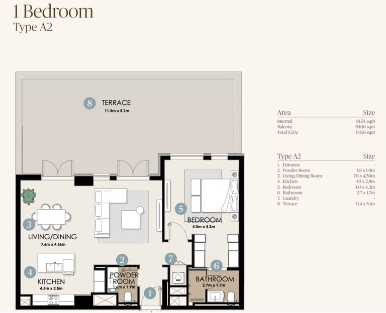 nawayef park views 1 bedroom plan