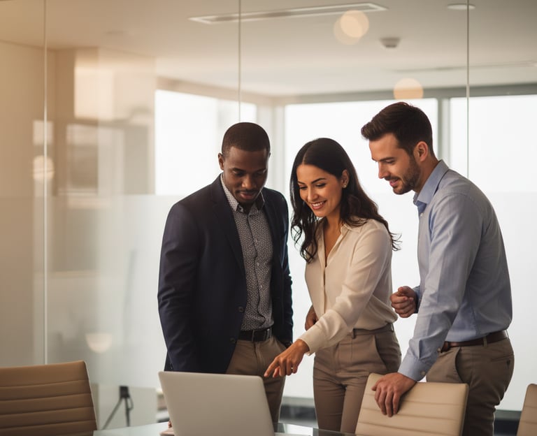 Consultora de RH orientando gestores em reunião