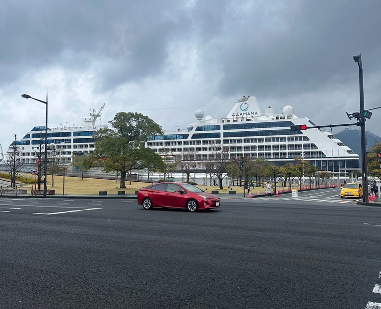 Cruise ship docked at Matsugae International Terminal in Nagasaki