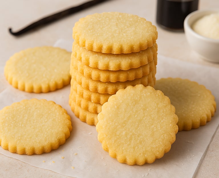 a stack of cookies with a knife and a knife on a table