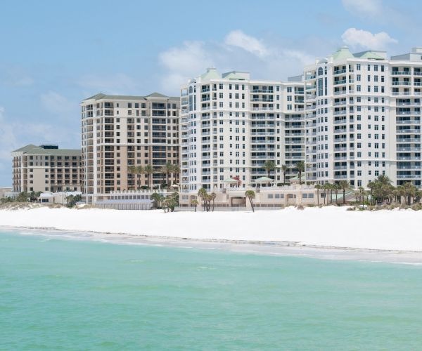 a beachfront and a hotel