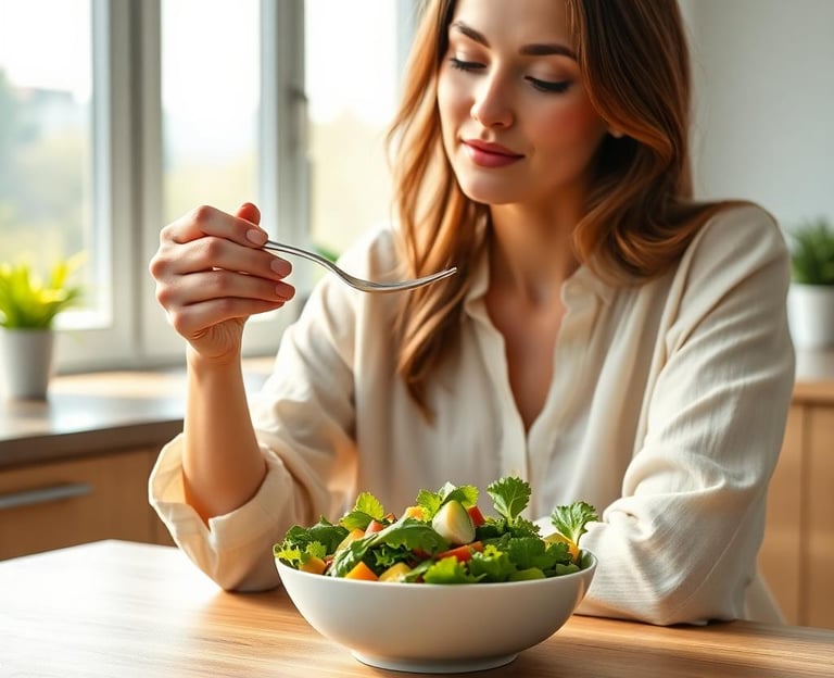 woman eating a salad