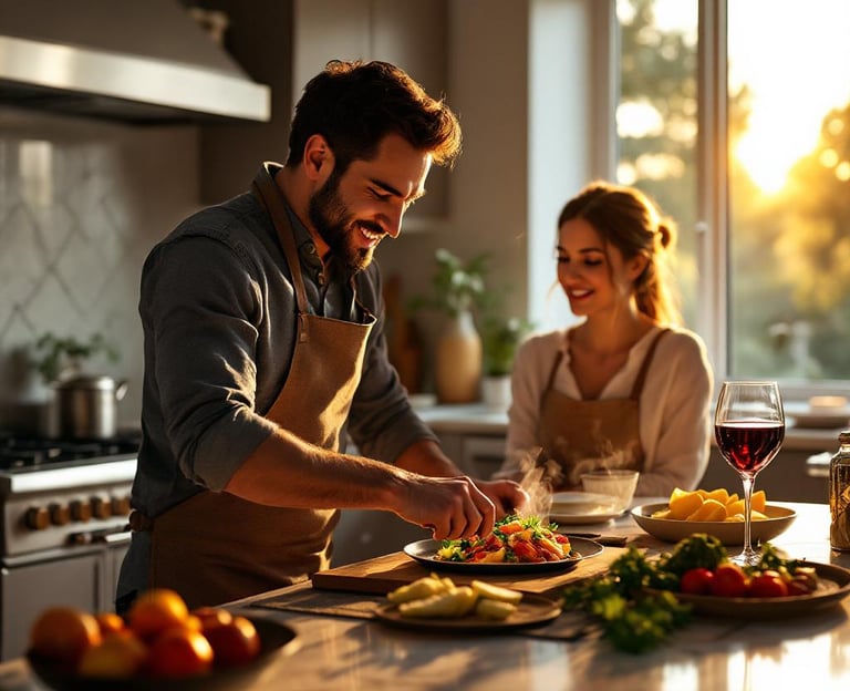 man cooking for a woman