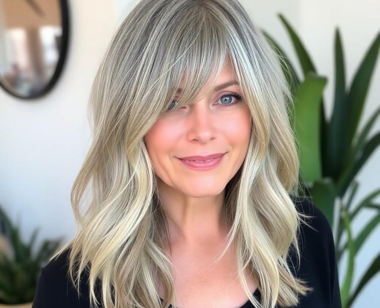 woman over 50 with a Long hair shag cut The modern shag