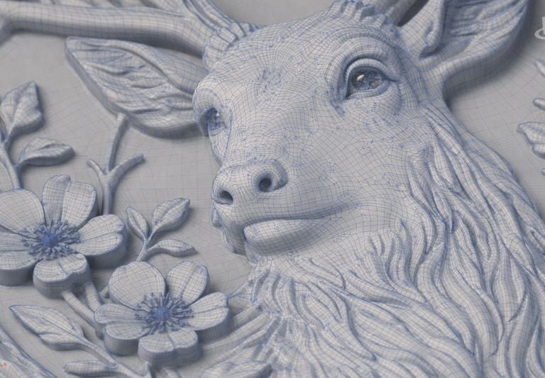 Previsualización digital 3D de perchero personalizado con diseño floral antes de la fabricación CNC