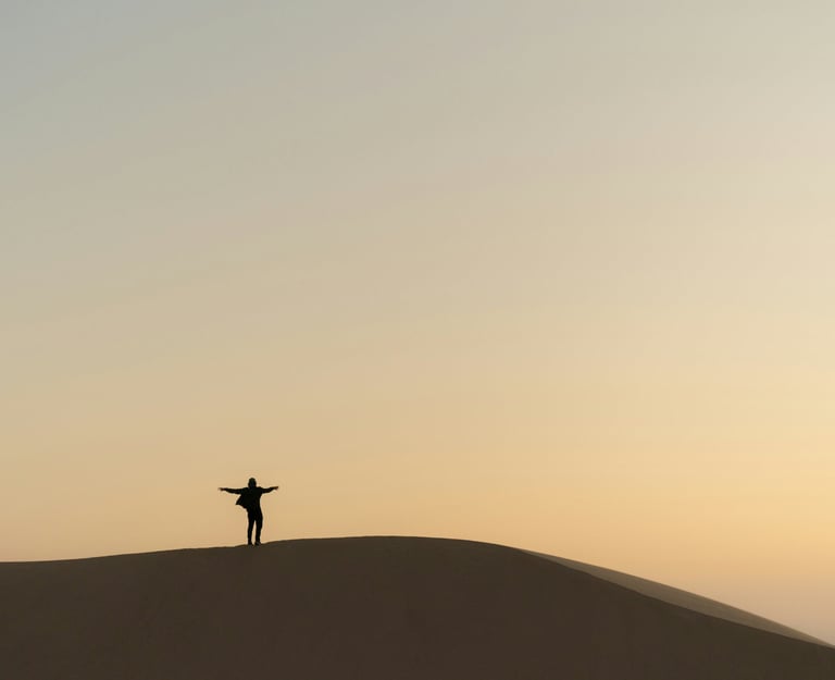 Person atop a hill representing success