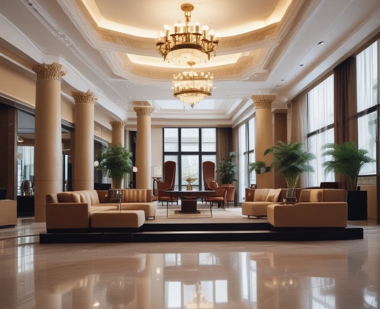 A friendly receptionist at a cozy Airbnb-style lodging welcoming guests.