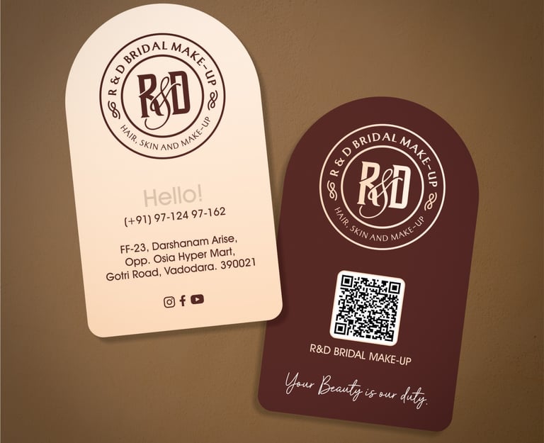 best salon visiting card r&d bridal makeup studio and salon in vadodara