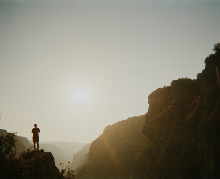 Man in the mountains on a personal journey