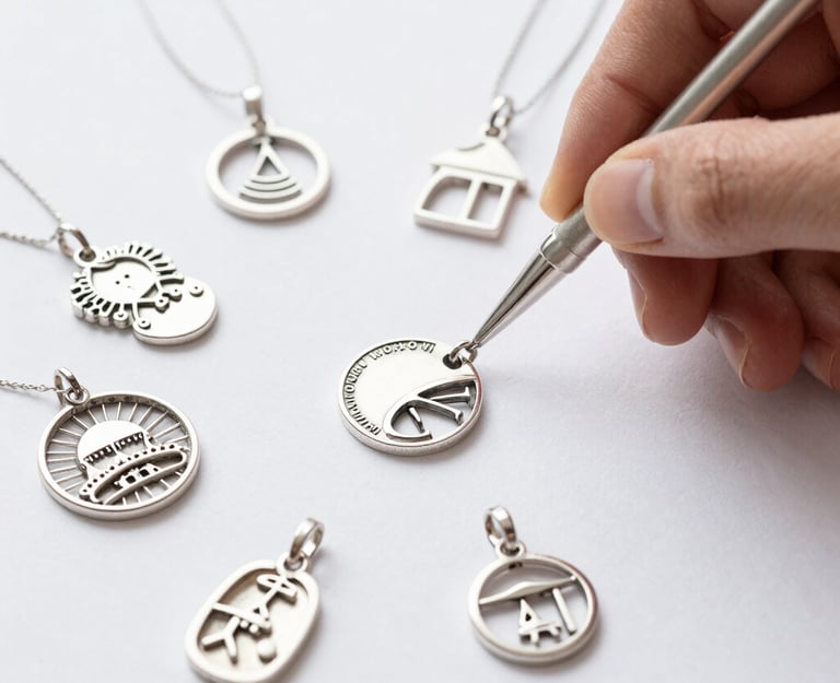 Close-up of a beautifully detailed silver necklace resting on a rich red fabric background.