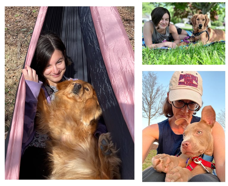 Gwynne and Cate with different dogs