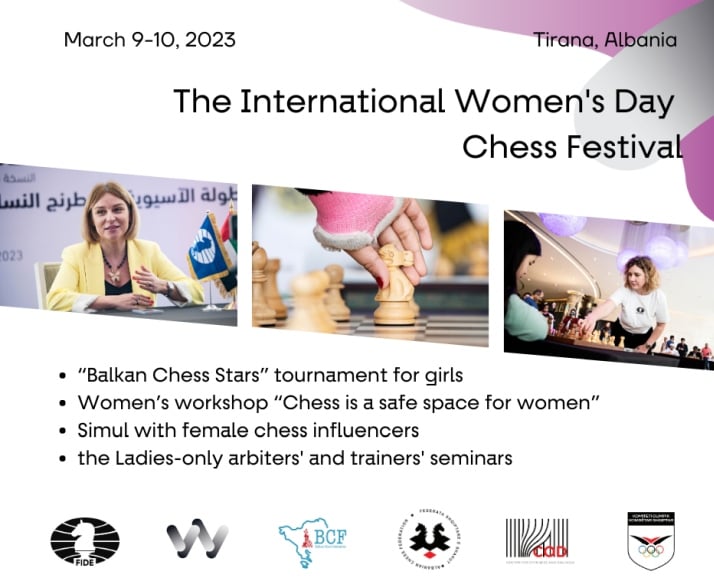 Chess events to celebrate the International Women's Day 2023 set in Tirana, Albania