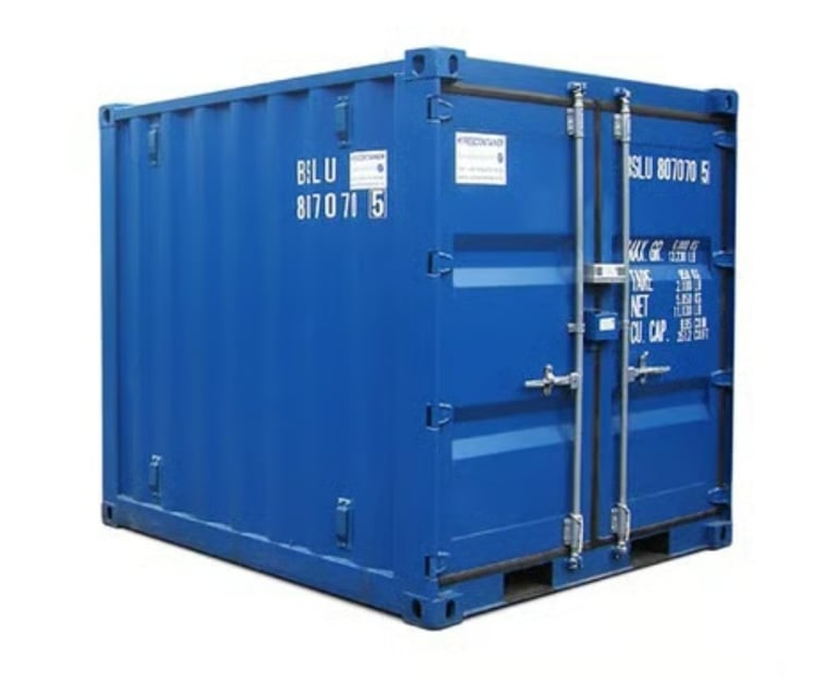 a blue container container with a blue container