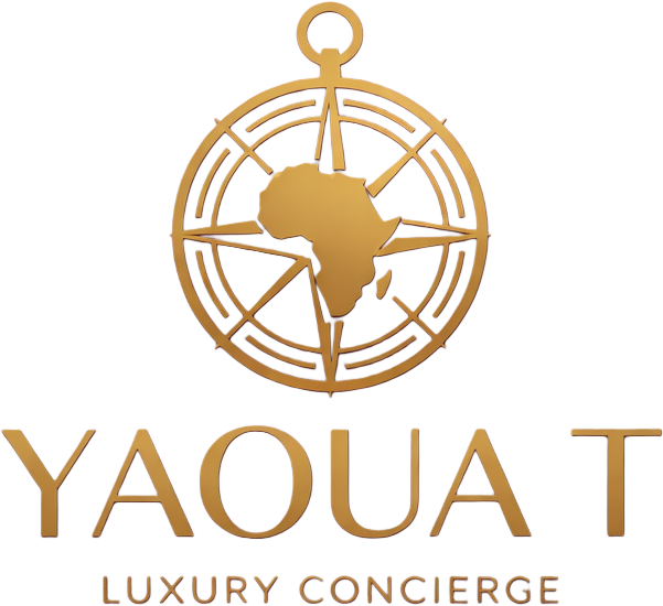 a gold and black logo with a compass on it