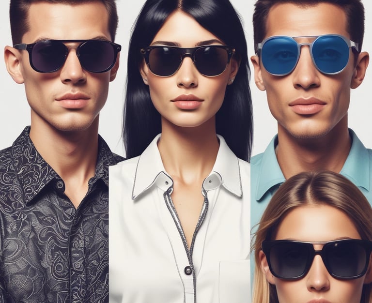 Display of stylish optical and sunglasses in a bright, elegant store.