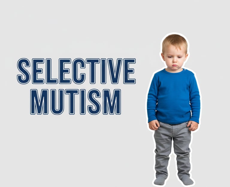 Selective mutism thumbnail image of two year old boy stood looking sad.
